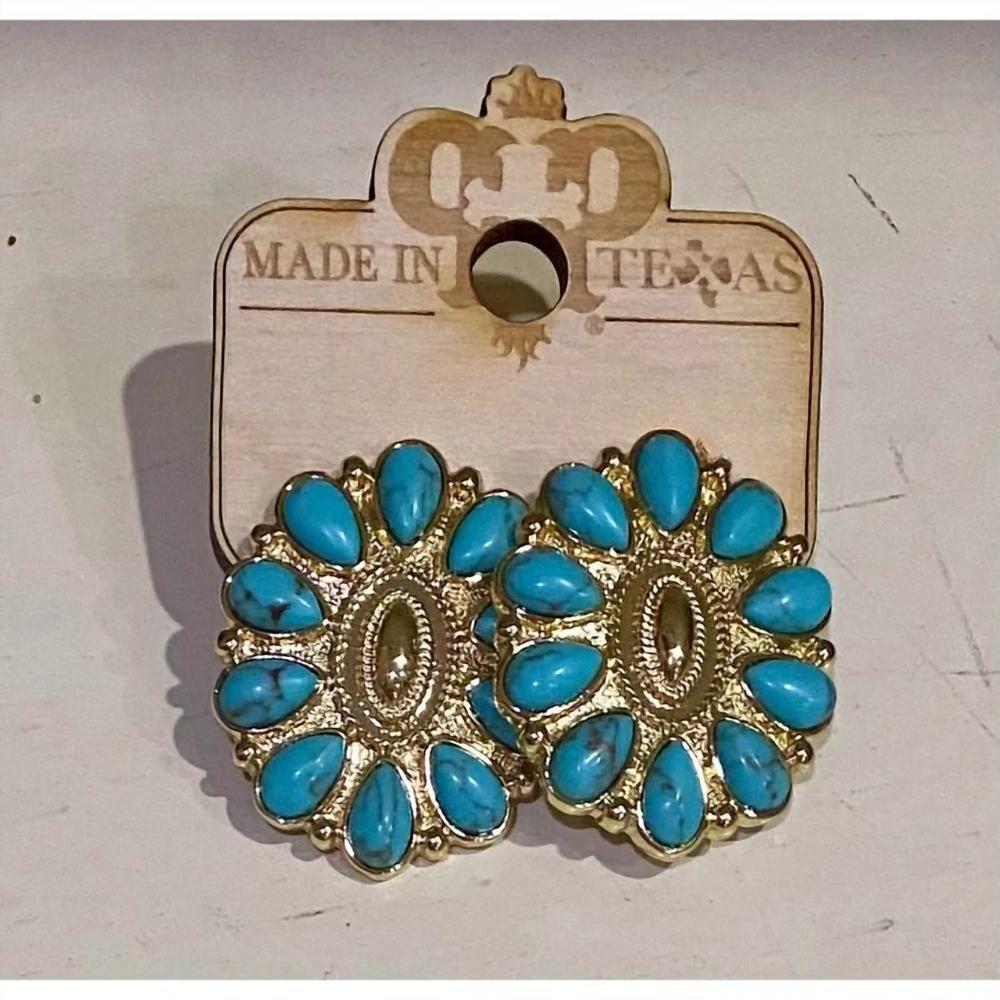 NEW PINK PANACHE women's concho post earrings in turquoise